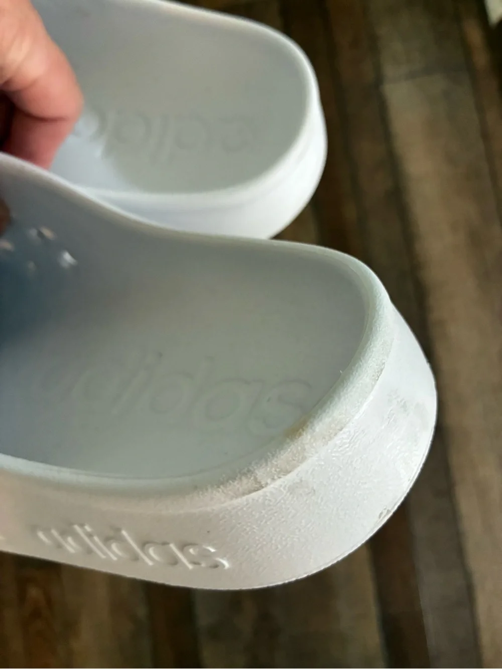 adidas Adilette sz 11 Slip-On Water-Resistant Clogs with White Stripes euc